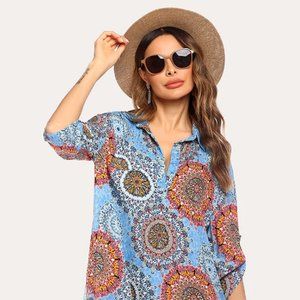 NWT Ekouaer Tribal Chic Swing Dress Size Medium